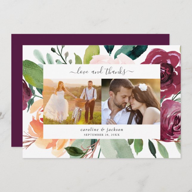 Fall Wedding Photo Thank You Card (Front/Back)