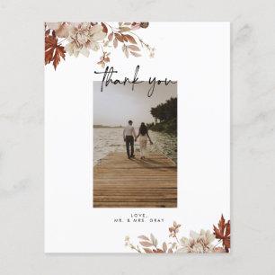 Fall Wedding Photo Thank You Post Card