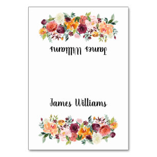 Fall Wedding Place Cards Beautiful Flowers