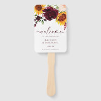 Fall Wedding Program Sunflowers Burgundy Roses Han