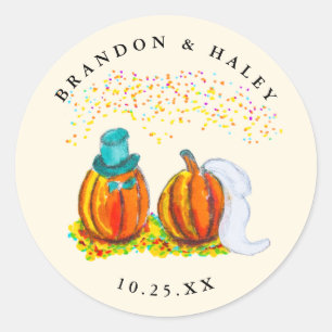Fall Wedding Pumpkins Classic Round Sticker
