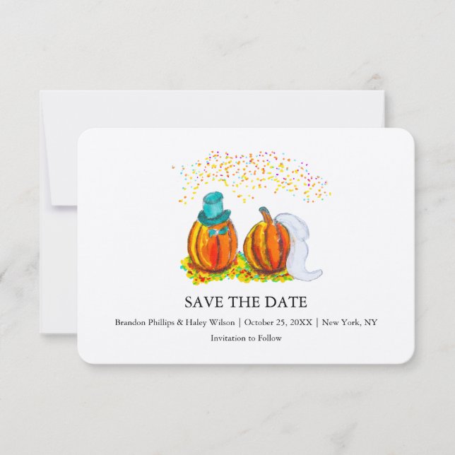 Fall Wedding Pumpkins Save The Date (Front)