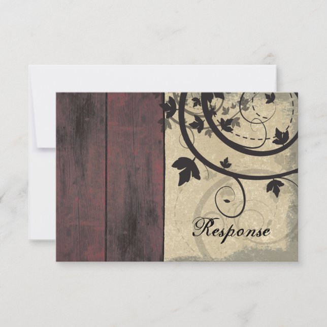 Fall Wedding Response RSVP Card Barn Board (Front)