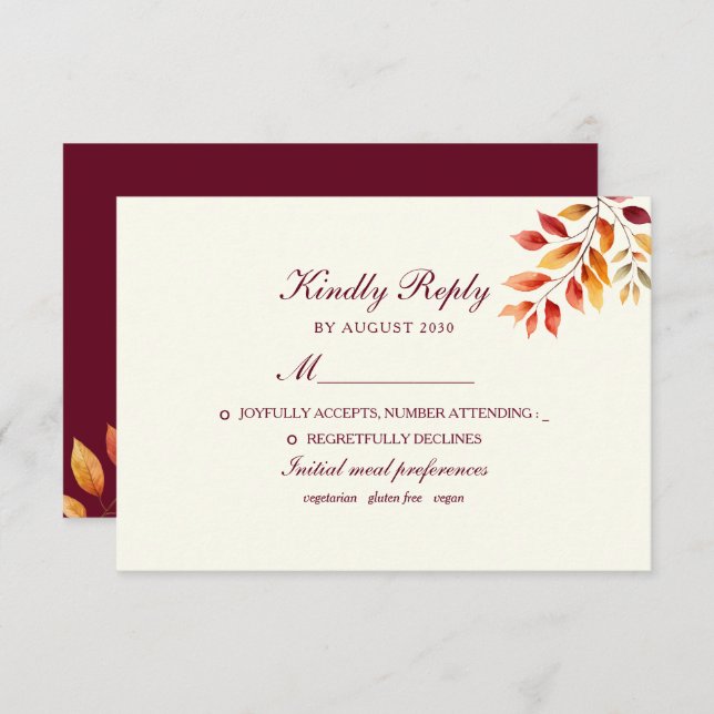 Fall Wedding RSVP Card (Front/Back)