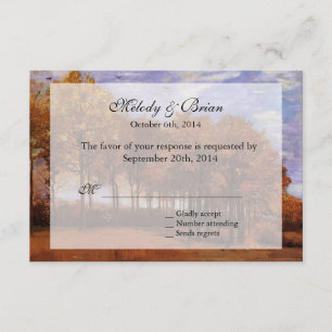 Fall wedding RSVP invitations. Autumn Landscape Card