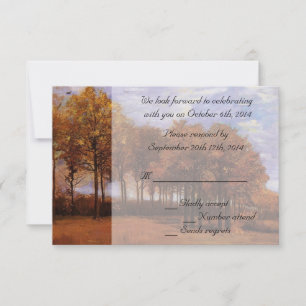 Fall wedding RSVP invitations. Autumn Landscape Invitation