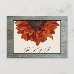 Fall Wedding RSVP - Sunflower & Barnwood Card