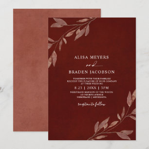Fall Wedding Rust Autumn Leaves Foliage Invitation