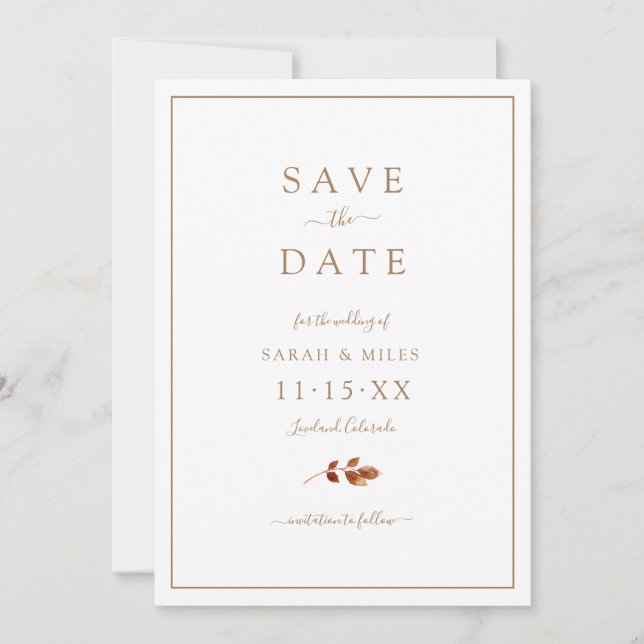 Fall Wedding Save The Date (Front)