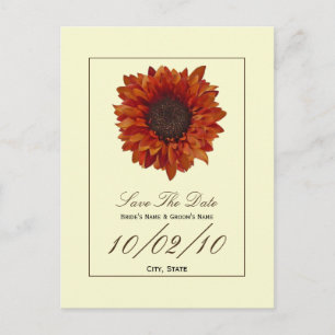 Fall Wedding Save The Date Postcard- Autumn Flower Announcement Postcard