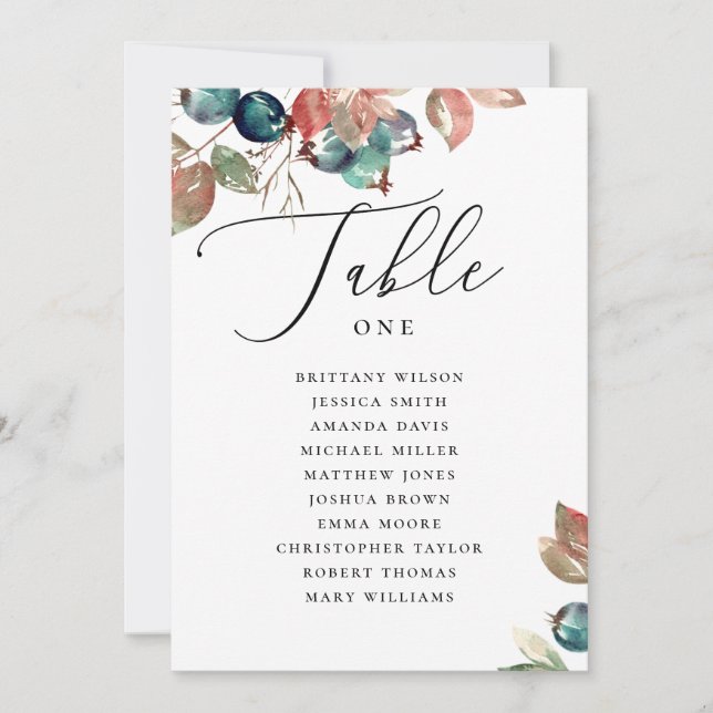 Fall Wedding Seating Chart | Watercolor Botanical Invitation (Front)