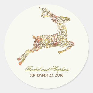 fall wedding stickers with deer