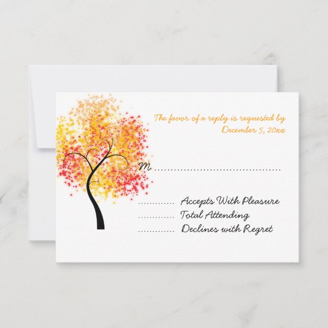 Fall Wedding Swirly Tree Wedding RSVP (Front)
