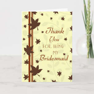 Fall Wedding Thank You Bridesmaid Card