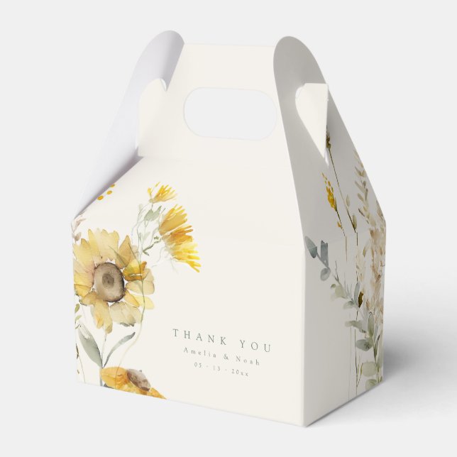 Fall Wedding Thank You Favour Box, Sunflower Favour Box (Front Side)