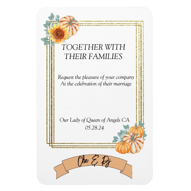Fall Wedding Themed Invitation Magnet (Vertical)
