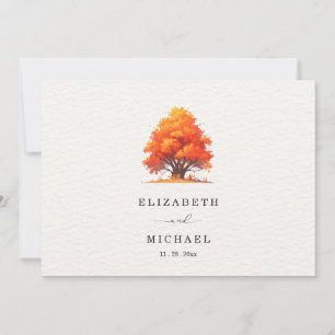 Fall Wedding Tree Rustic Autumn Wedding Minimalist Thank You Card