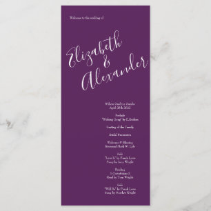 Fall Wedding Vintage Peach Rose on Purple Menu