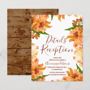 Fall Wedding Watercolor Botanical Details Card