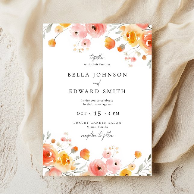Fall Wedding Watercolor Floral Invitation (Creator Uploaded)