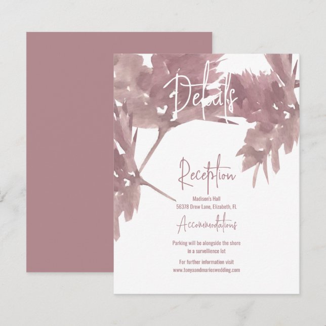 Fall Wedding Watercolor Leaf Details Card (Front/Back)