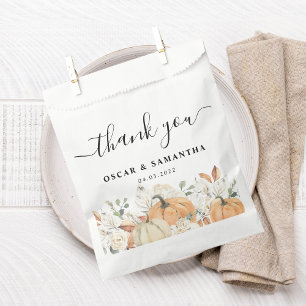 Fall Wedding Watercolor Pumpkins Favour Bags