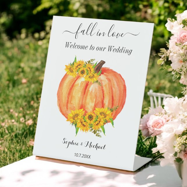 Fall Wedding Welcome Pumpkin  Pedestal Sign (Creator Uploaded)
