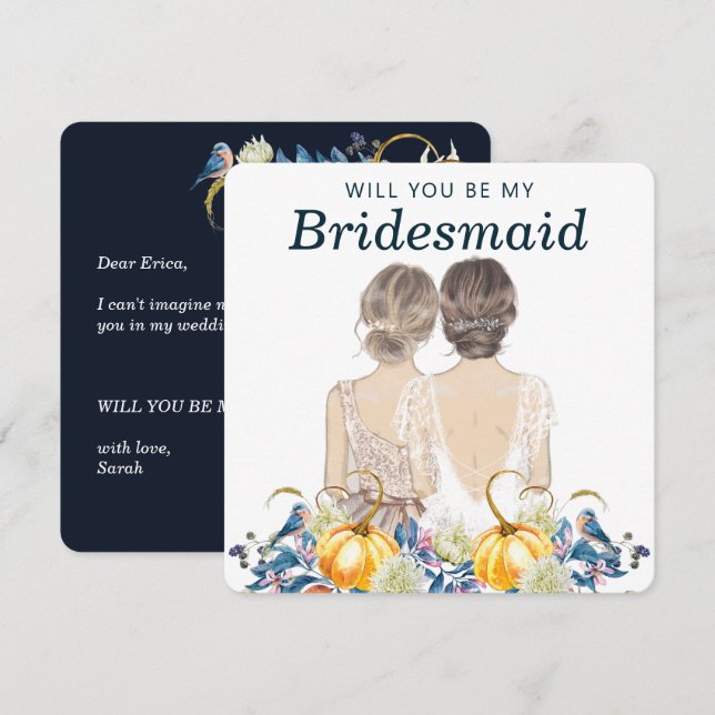 Fall Wedding Will You Be My Bridesmaid Invitation (Front/Back)
