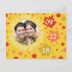 Fall Weddings Save The Dates Autumn Wedding Colour Announcement Postcard