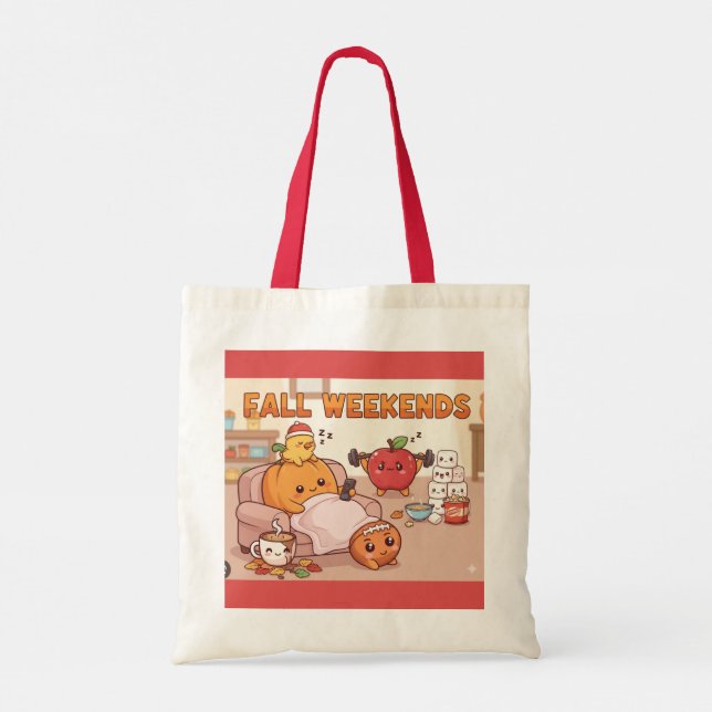 Fall Weekend Tote Bag – Cosy Seasonal Shopper (Back)