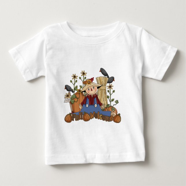 "Fall Welcome" Autumn Scarecrow Infant Top (Front)