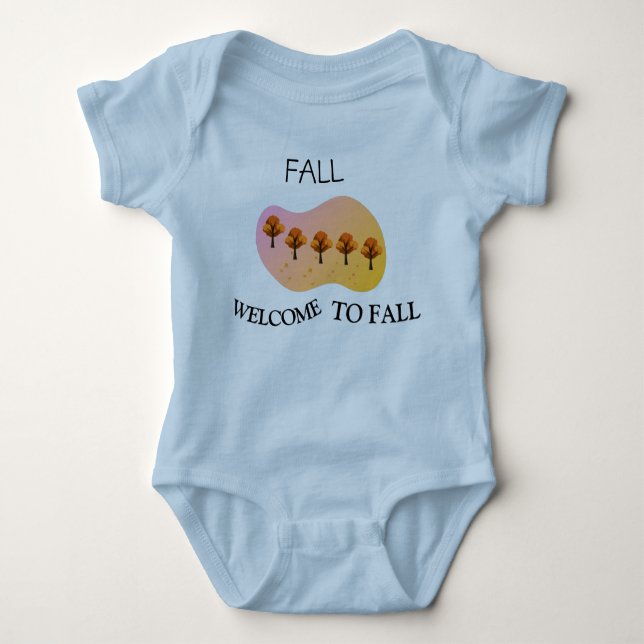 Fall Welcome To Fall Baby Light Blue Bodysuit (Front)
