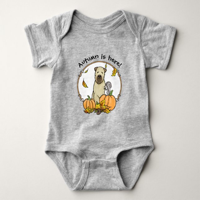 Fall Wheaten Terrier (wheaten 1b2) Pumpkins Cute Baby Bodysuit (Front)