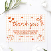 Fall Whimsical A Little Pumpkin Thank you card