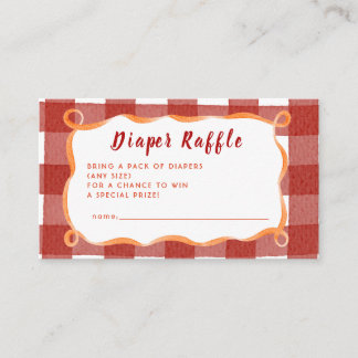 Fall Whimsical Plaid Burgundy Peach Diaper Raffle  Enclosure Card