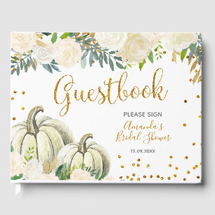 Fall White and Gold Pumpkin Guest Books