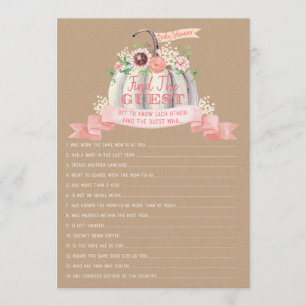 Fall White Pumpkin Baby Shower Find The Guest Game Menu