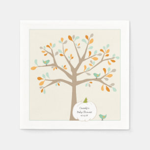 Fall White Pumpkin baby shower with name date Napkin