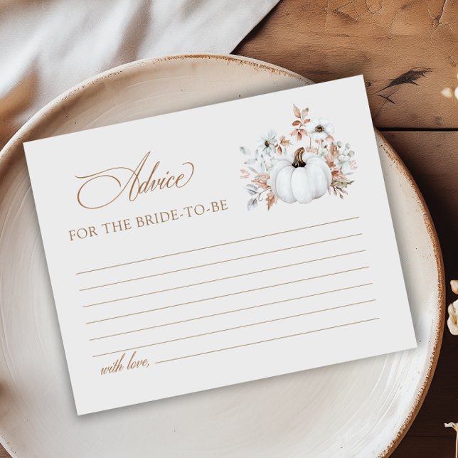 Fall White Pumpkin Bridal Shower Advice Card (Creator Uploaded)