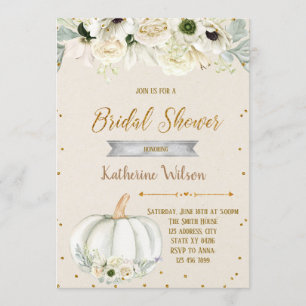 Fall white pumpkin bridal shower invitation