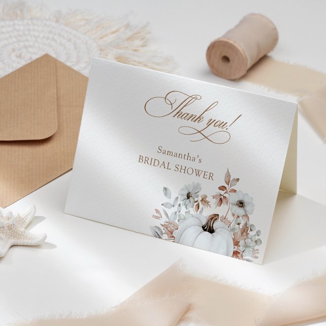 Fall White Pumpkin Bridal Shower Thank You Card (Creator Uploaded)