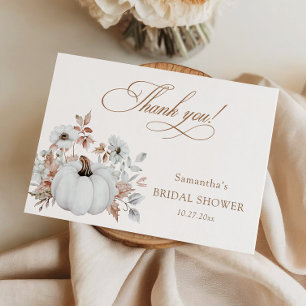 Fall White Pumpkin Bridal Shower Thank You Card