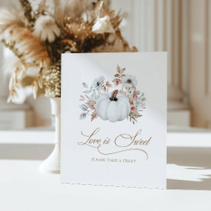 Fall White Pumpkin Love is sweet Pedestal Sign