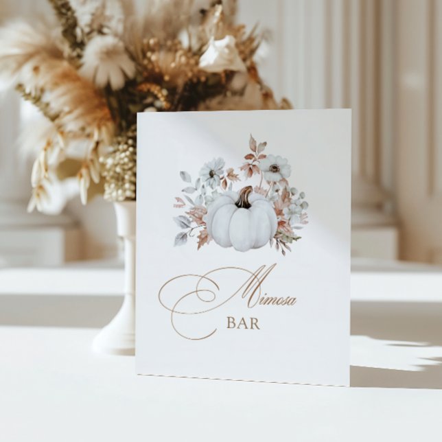 Fall White Pumpkin Mimosa Bar Pedestal Sign (Creator Uploaded)
