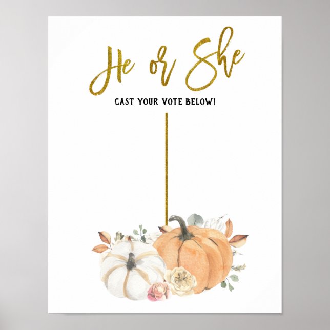 Fall White Pumpkin Reveal Voting Board Poster (Front)
