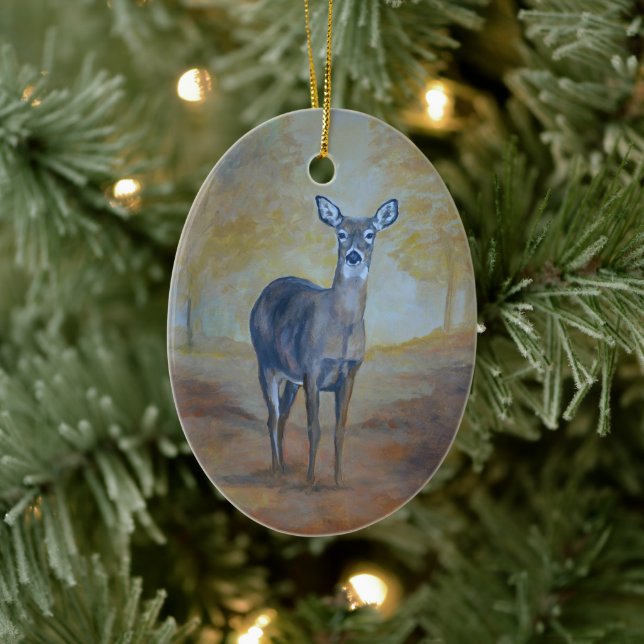 Fall Whitetail Deer Art Ornament (Tree)
