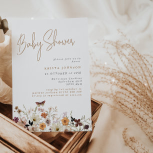 Fall Wild Flowers Boho Baby Shower Invitation