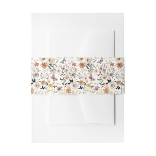 Fall Wild Flowers Wedding Invitation Belly Band