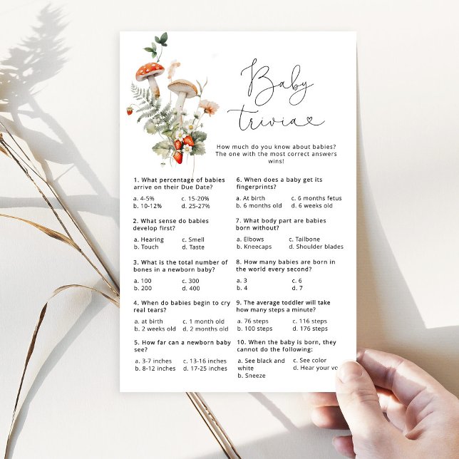 Fall wild mushroom forest baby trivia game (Creator Uploaded)