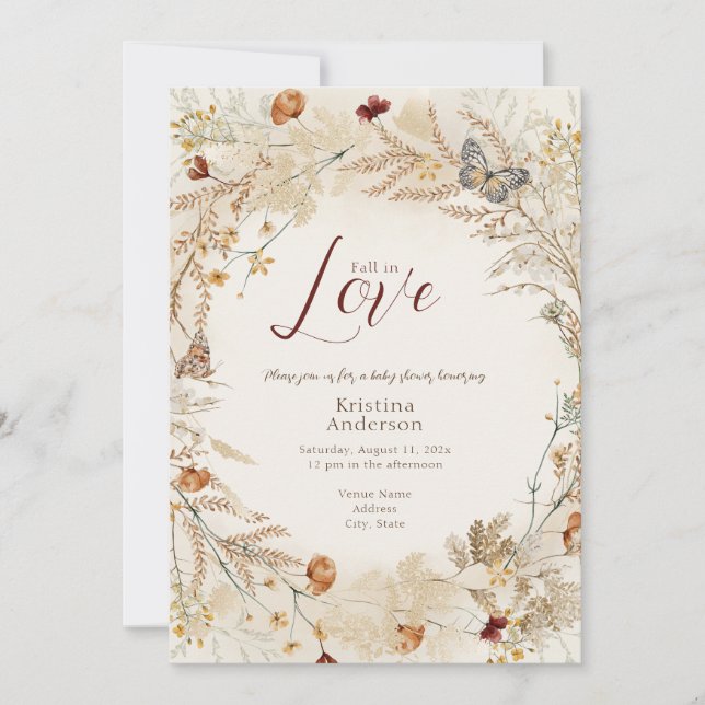 Fall Wildflower Autumn Baby Shower  Invitation (Front)